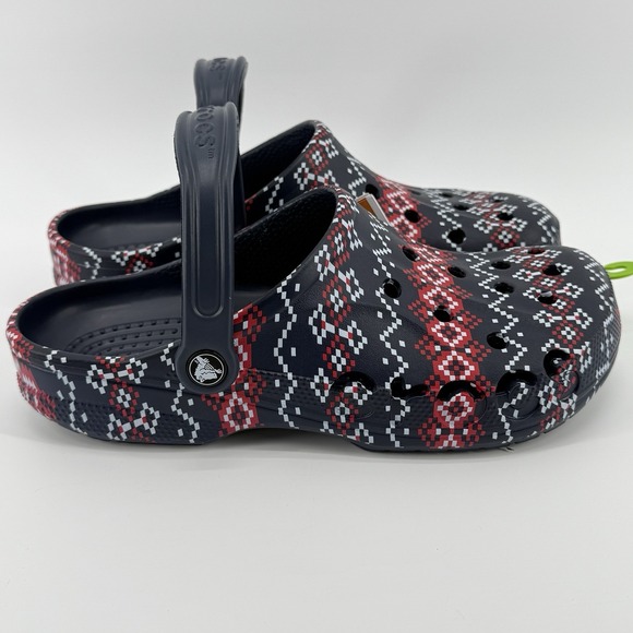 Crocs Baya Holiday Graphic Clog Mens Size 9 Navy Blue Fair Isle Comfy Gift‎ NWT main image 4